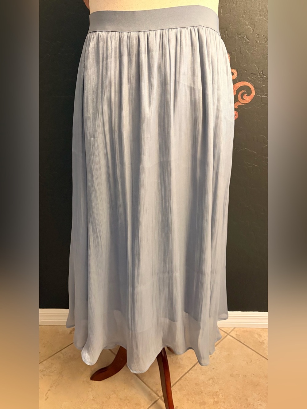 Pale Blue Shimmer Chiffon Maxi Skirt